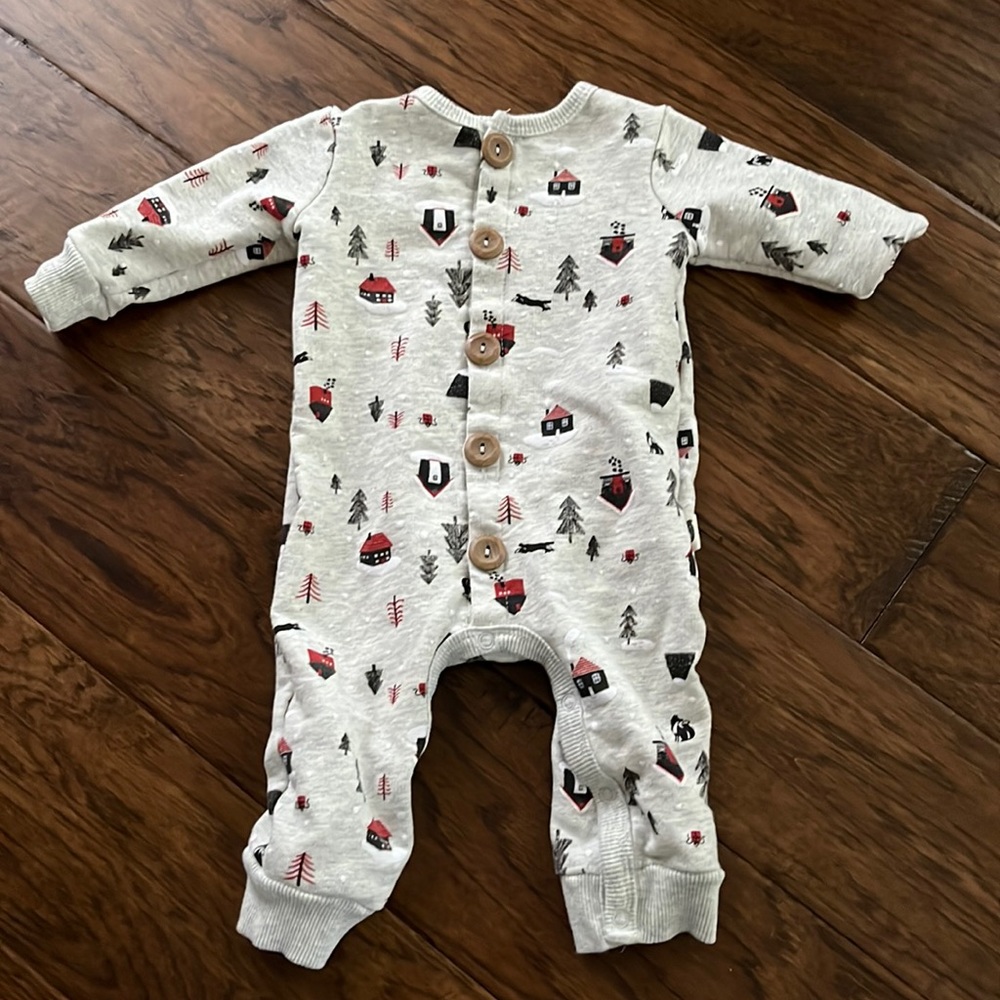 Rabbit + Bear Jumper, NWOT, fleece-lined, 0-3 Months